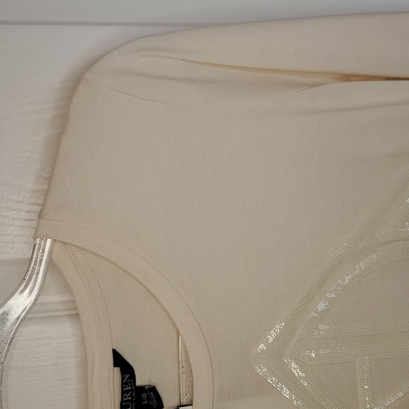 Ralph Lauren ♥️NWT♥️ Size L Winter Cream Long Sleeve T-shirt material top!♥️♥️♥️ - Picture 7 of 14